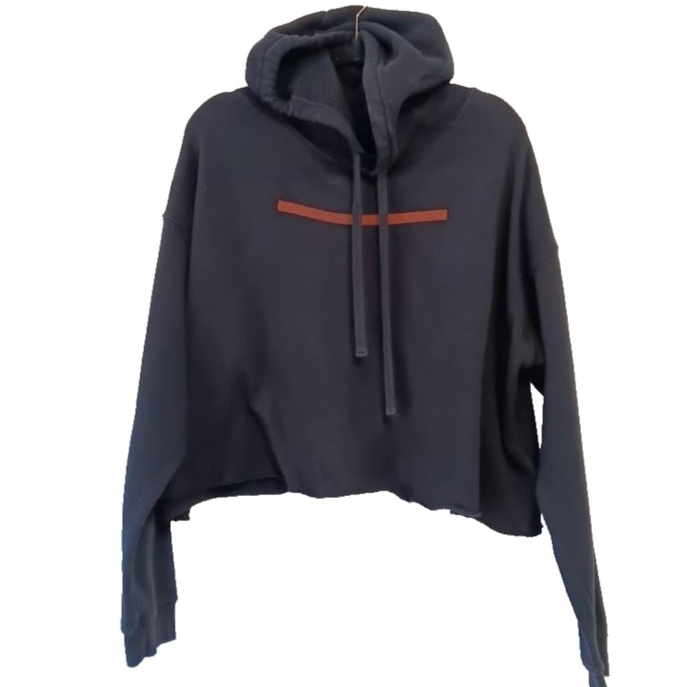Harley-Davidson Hoodie Women 2XL Black Cropped Raw Hem Pullover Fleece Spell Out